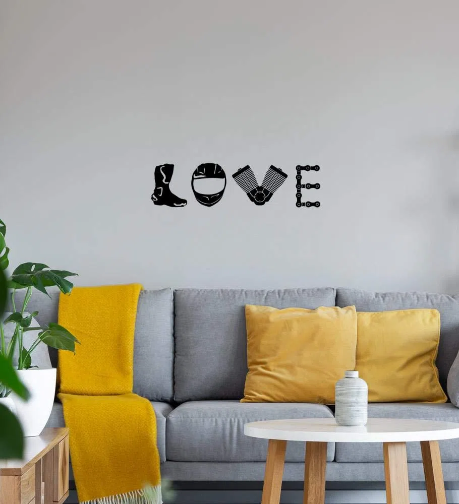 Biker Love tatuaż ścienny czarny naklejka 100 x 26 cm